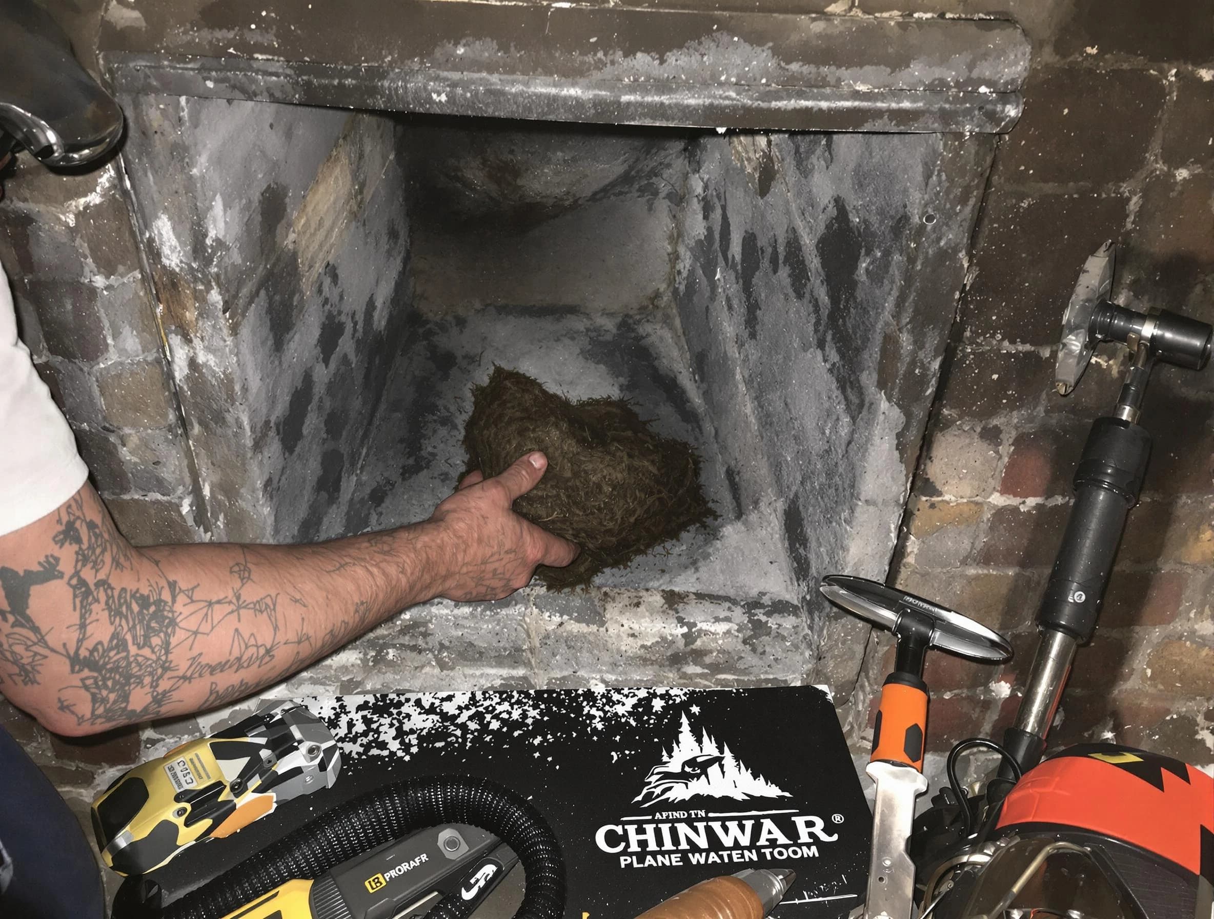 Highland Springs Chimney Sweep safely removing debris and screening chimney in Highland Springs, VA