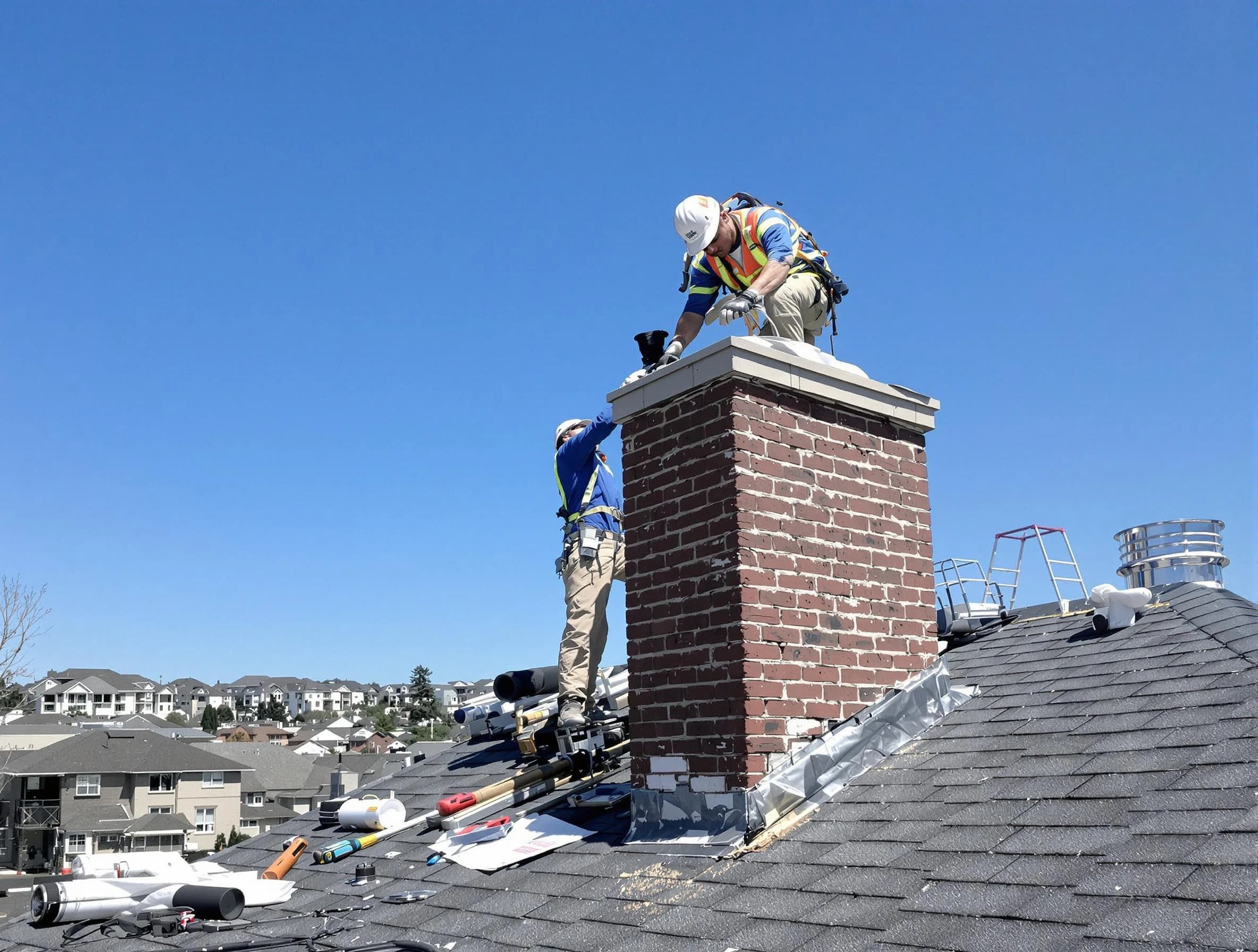 Highland Springs Chimney Sweep repairing a chimney crown in Highland Springs, VA