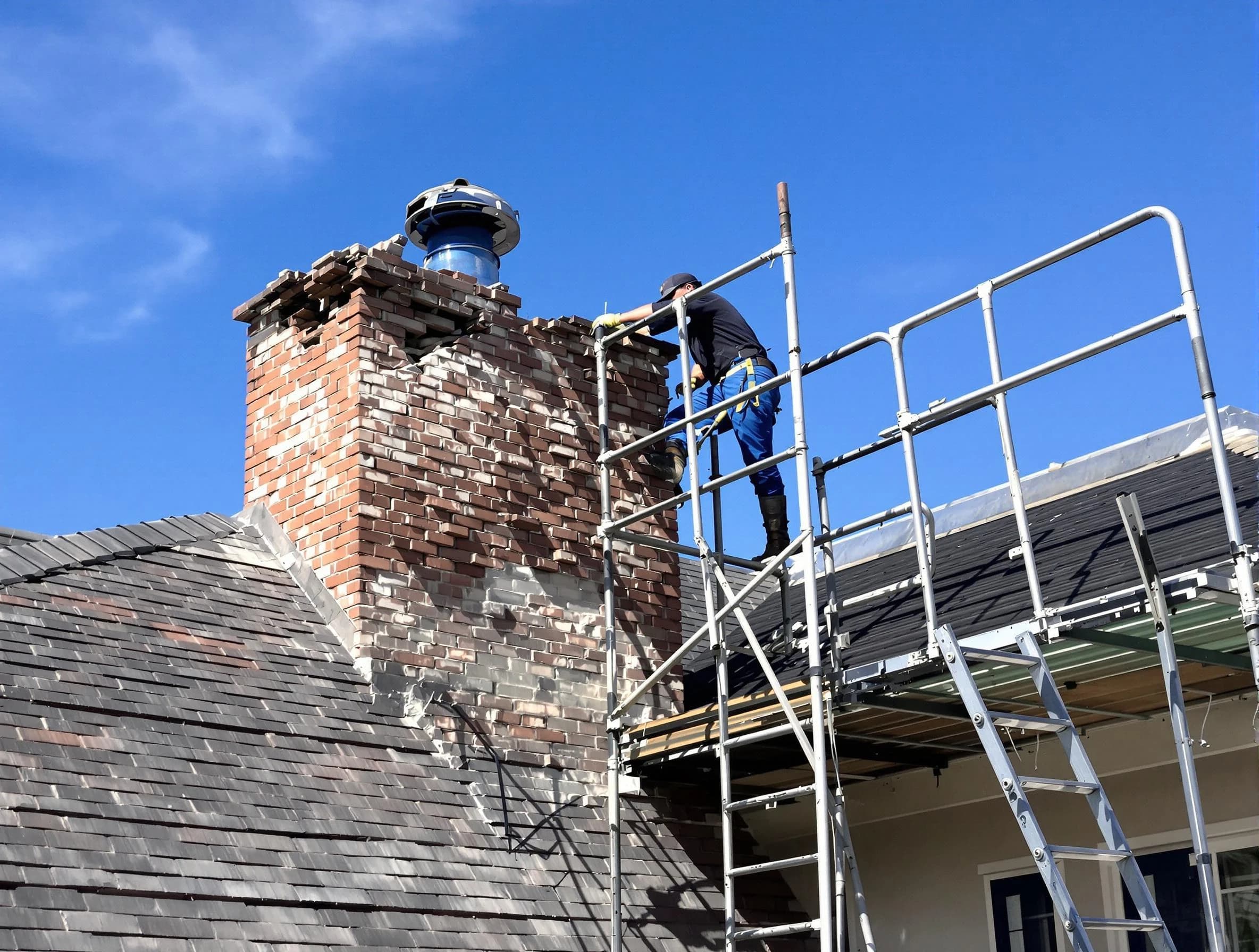 Rebuilding a chimney structure by Highland Springs Chimney Sweep in Highland Springs, VA