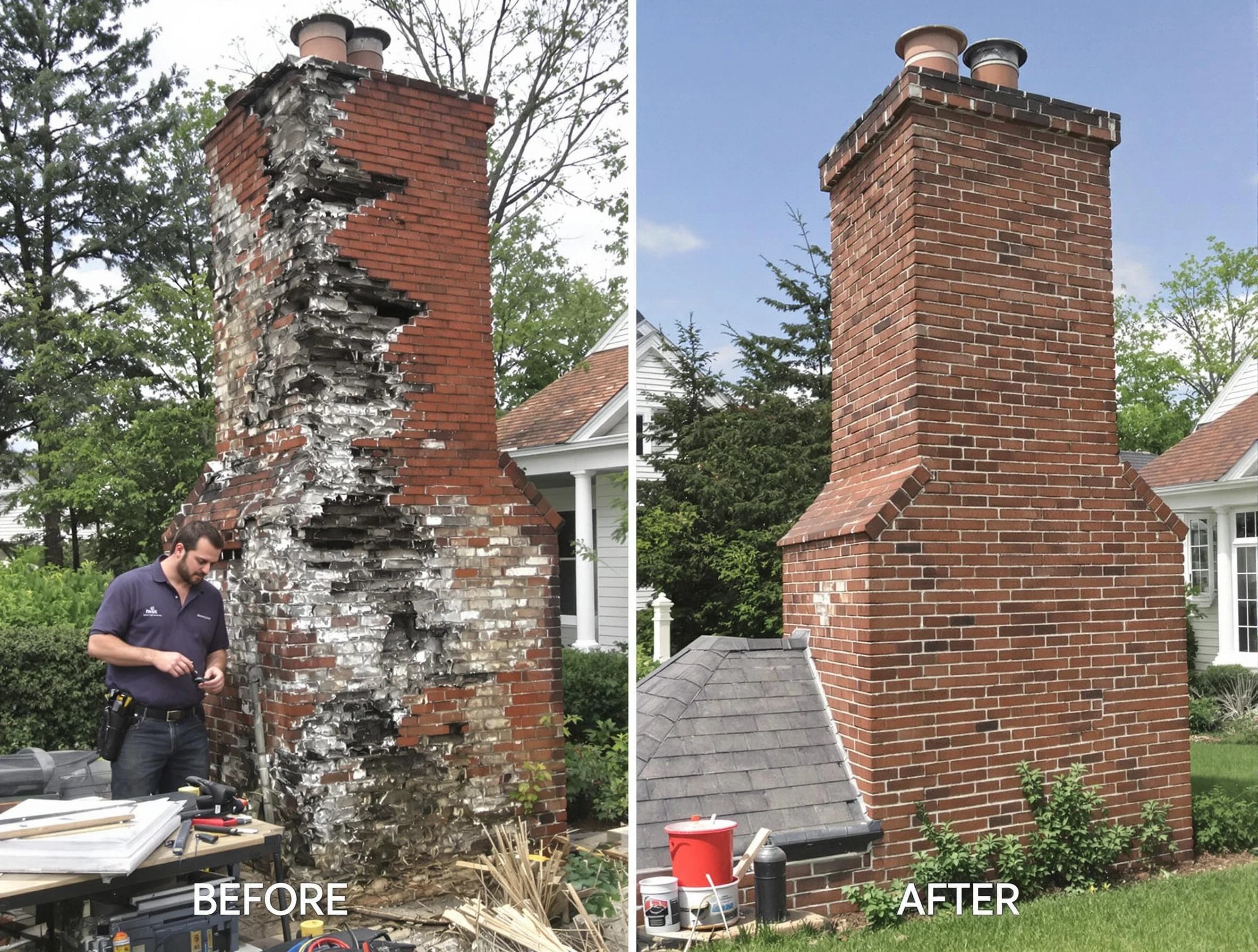 Highland Springs Chimney Sweep performing a full chimney restoration in Highland Springs, VA