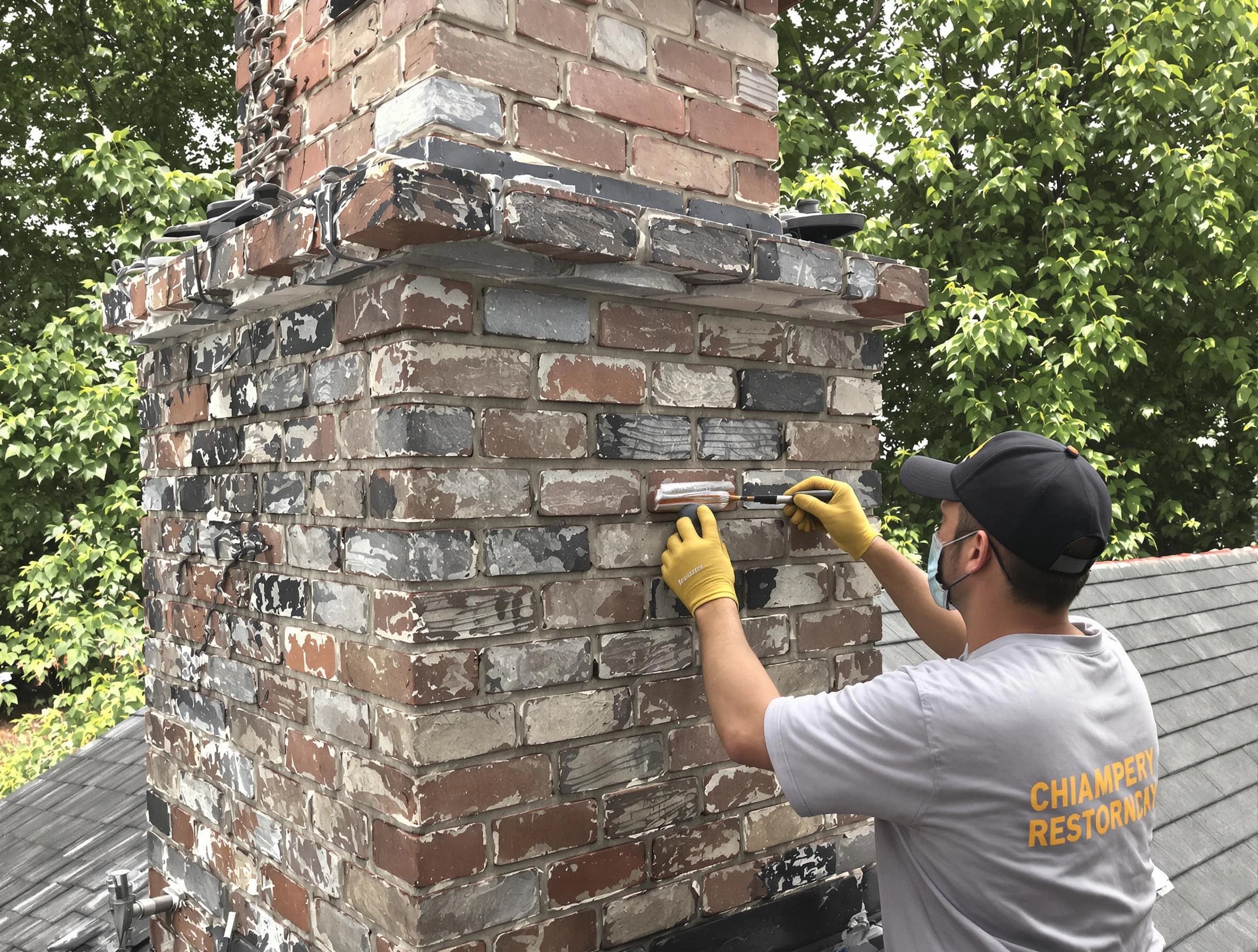 In-progress chimney restoration by Highland Springs Chimney Sweep in Highland Springs, VA