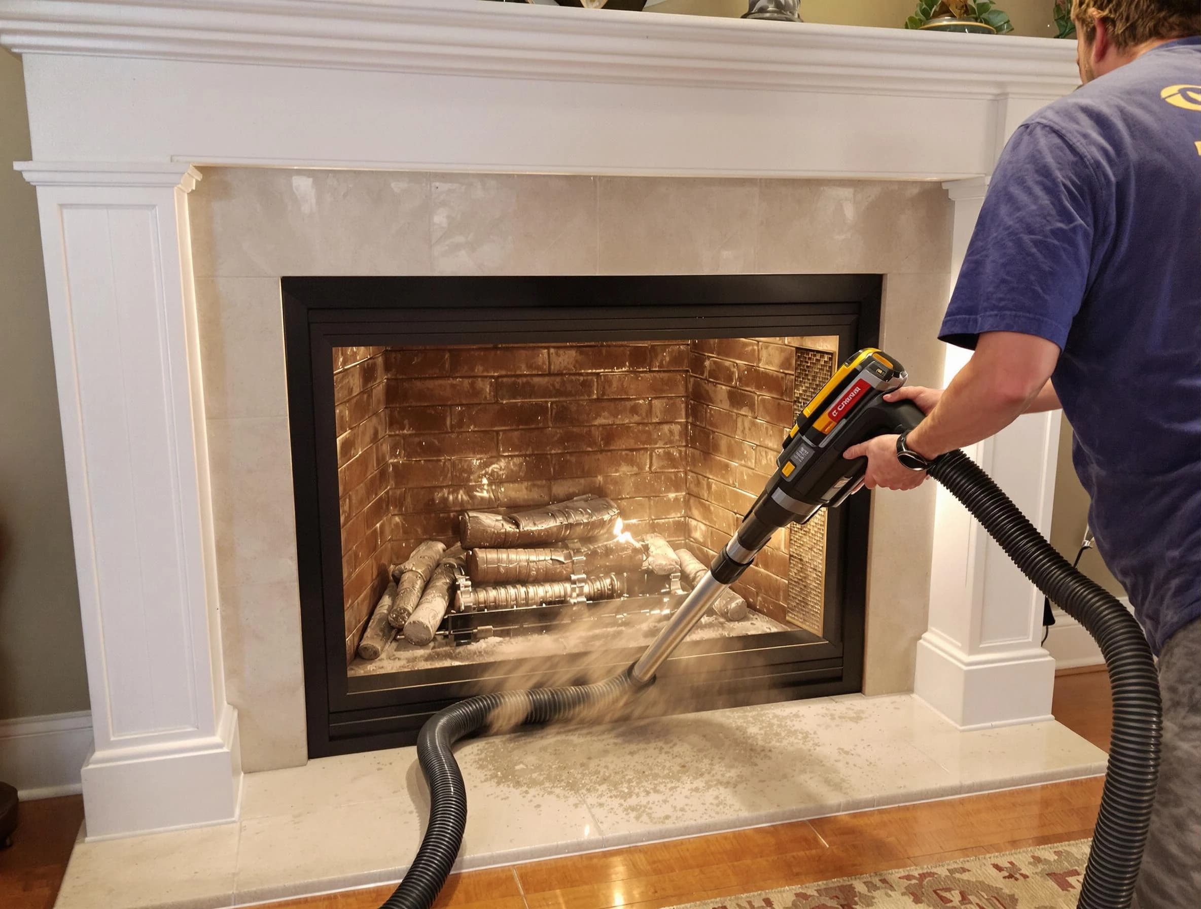 Fireplace cleaning performed by Highland Springs Chimney Sweep in Highland Springs, VA