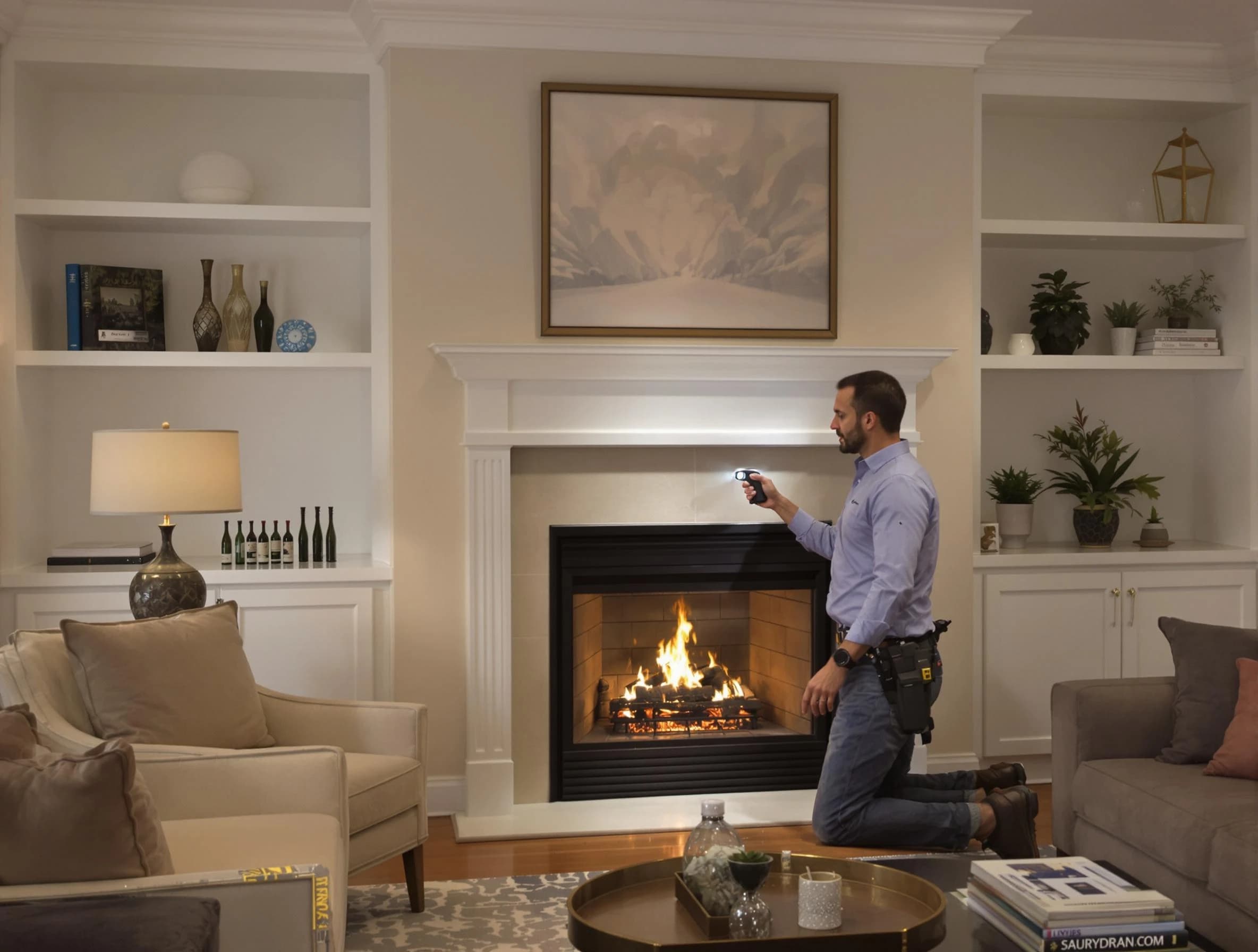 Highland Springs Chimney Sweep conducting a fireplace safety inspection in Highland Springs, VA