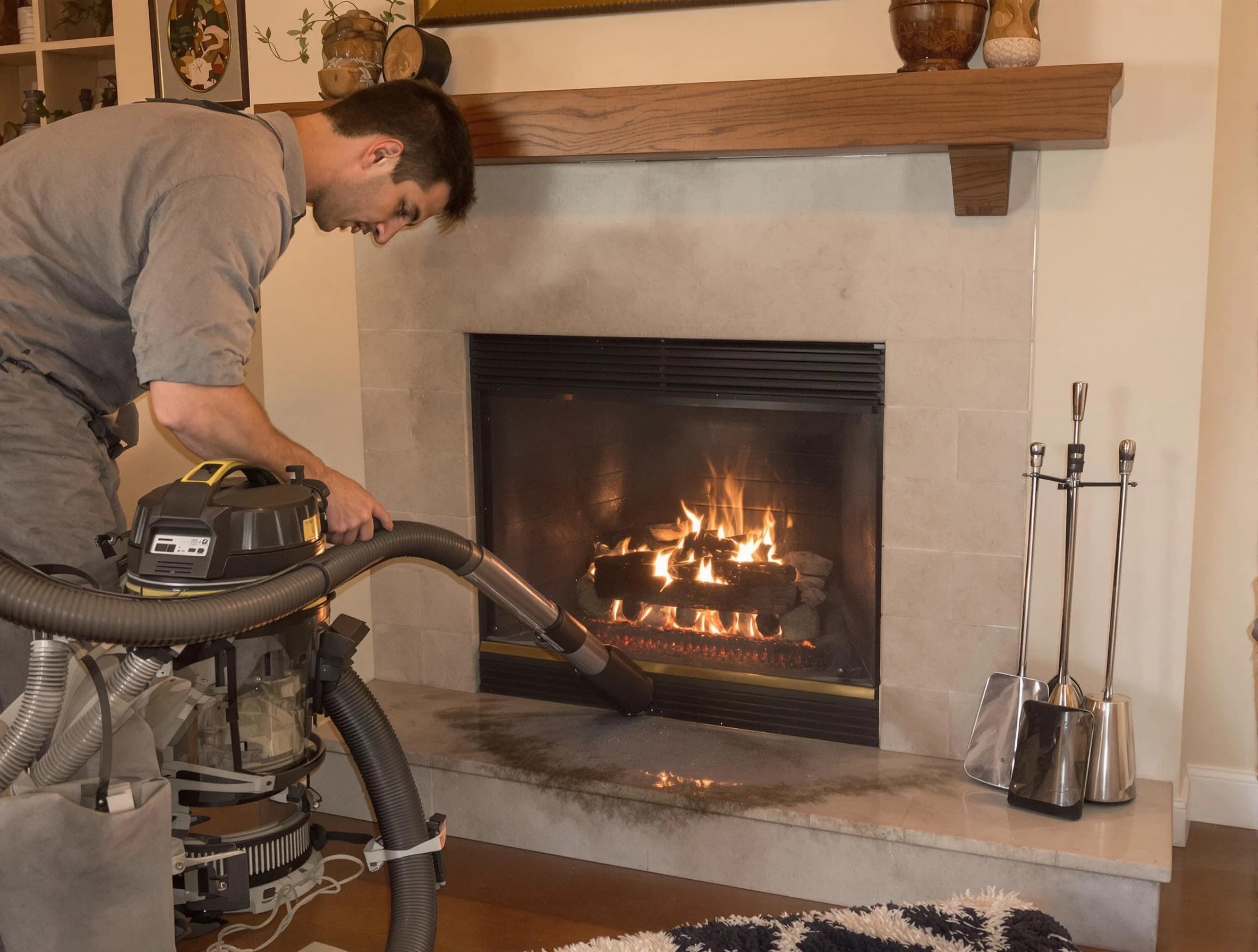 Routine fireplace upkeep by Highland Springs Chimney Sweep in Highland Springs, VA